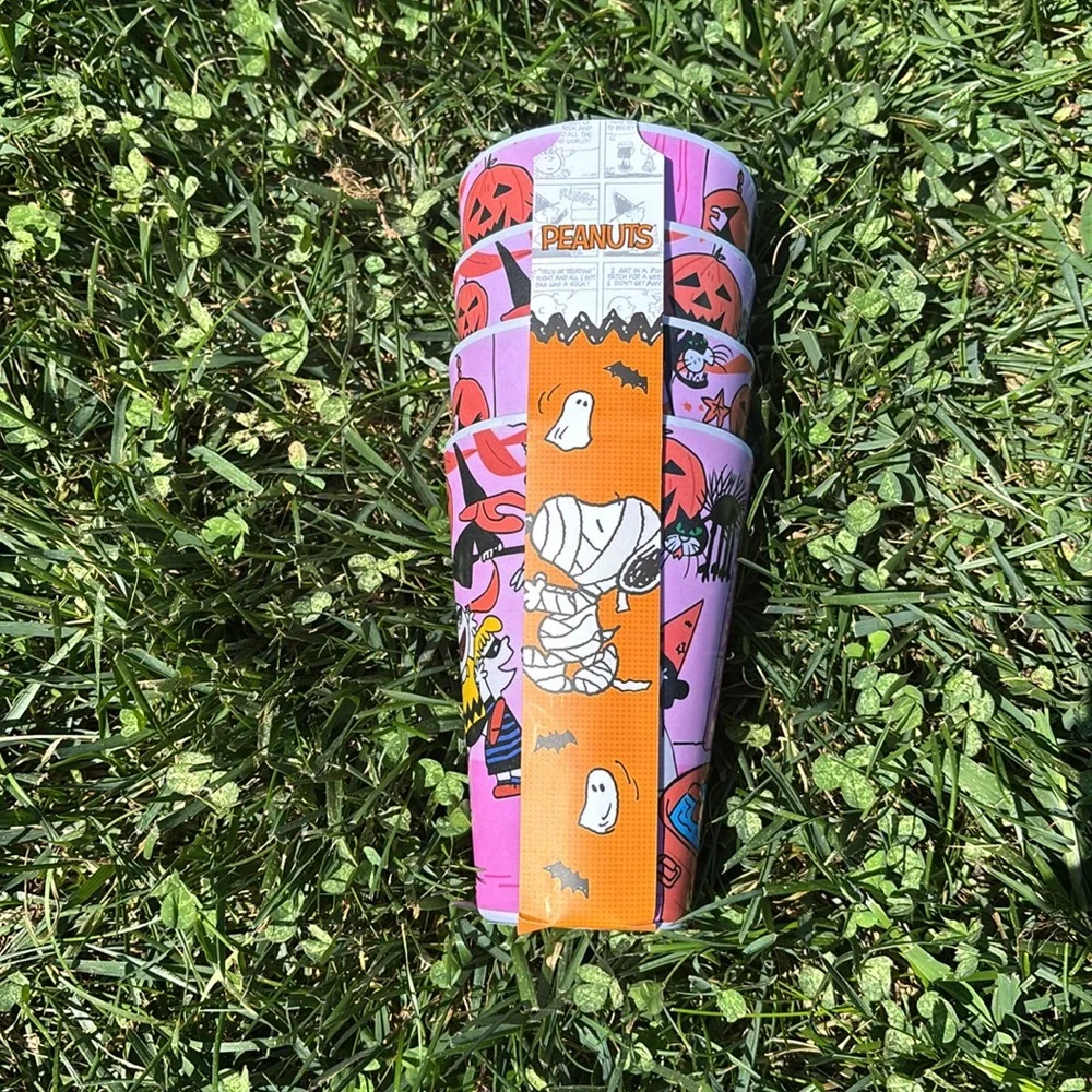 NWT Peanuts Halloween Party Themed Pink Cups